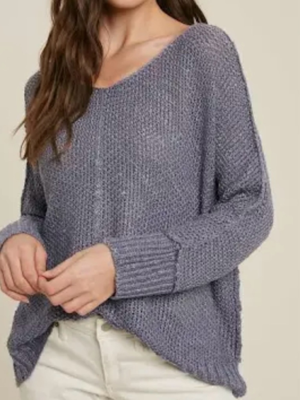 Bluivy Reverse Seam Loose Fit Knit V-neck Sweater